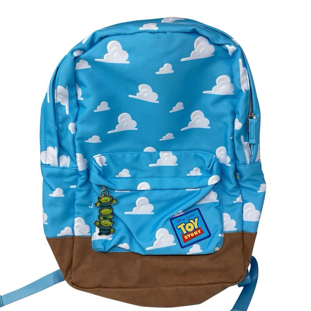 Disney Toy Story Backpack Blue Brown Andy Cloud Alien Charm Collectible Nwt